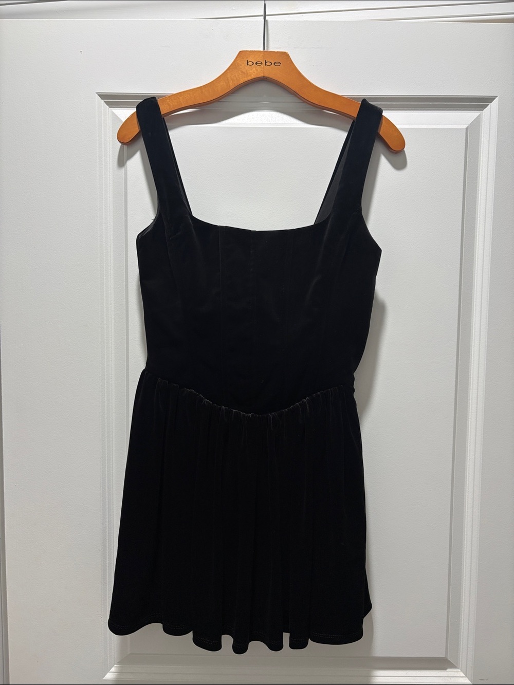 Zara Black Velvet Square-Neck Mini Dress